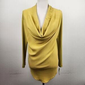 Carla G. Top in Yellow Long Sleeve Cowl Neck Size 42 IT Size 6 US NWT